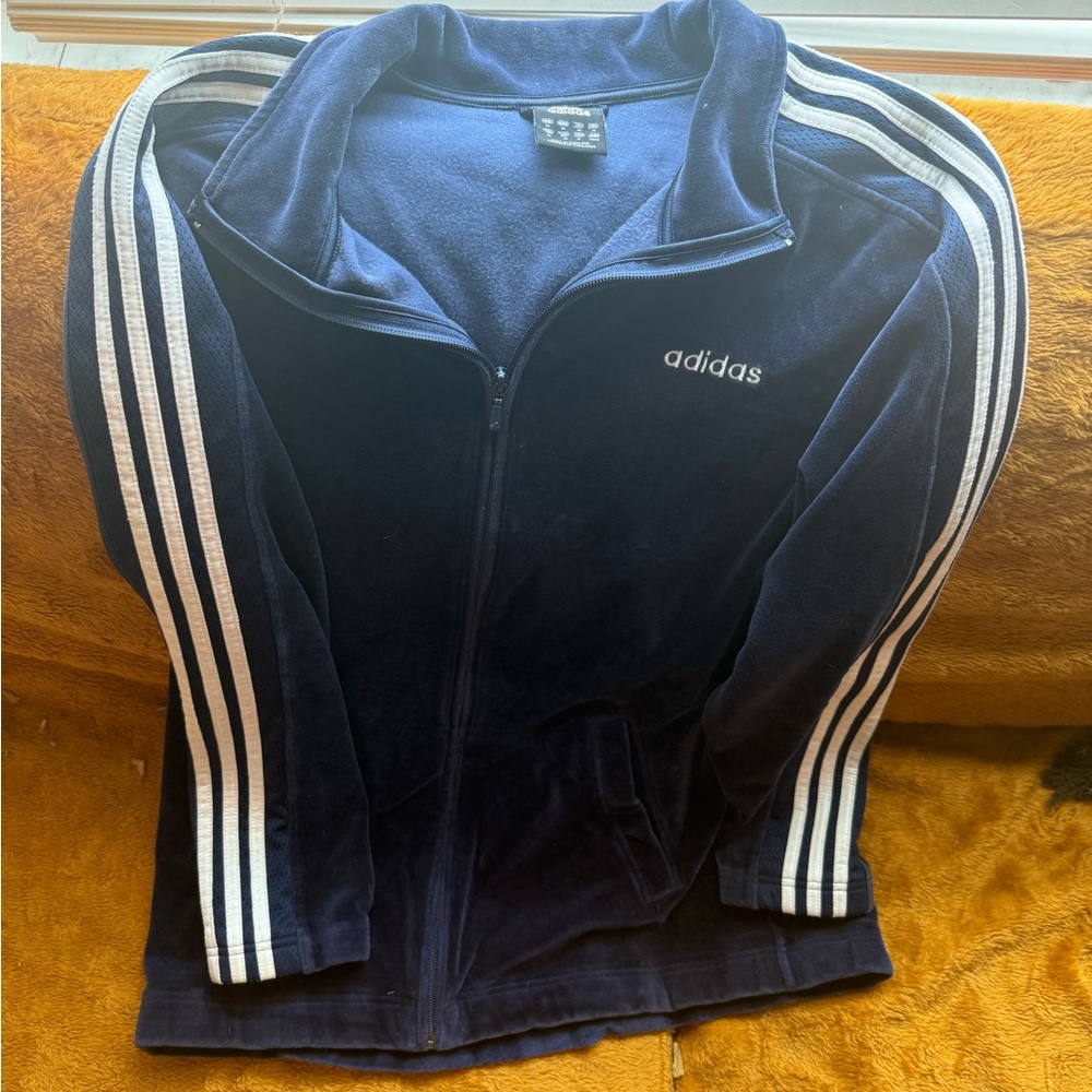Adidas Blue and White Bomber Jacket Iconic Style